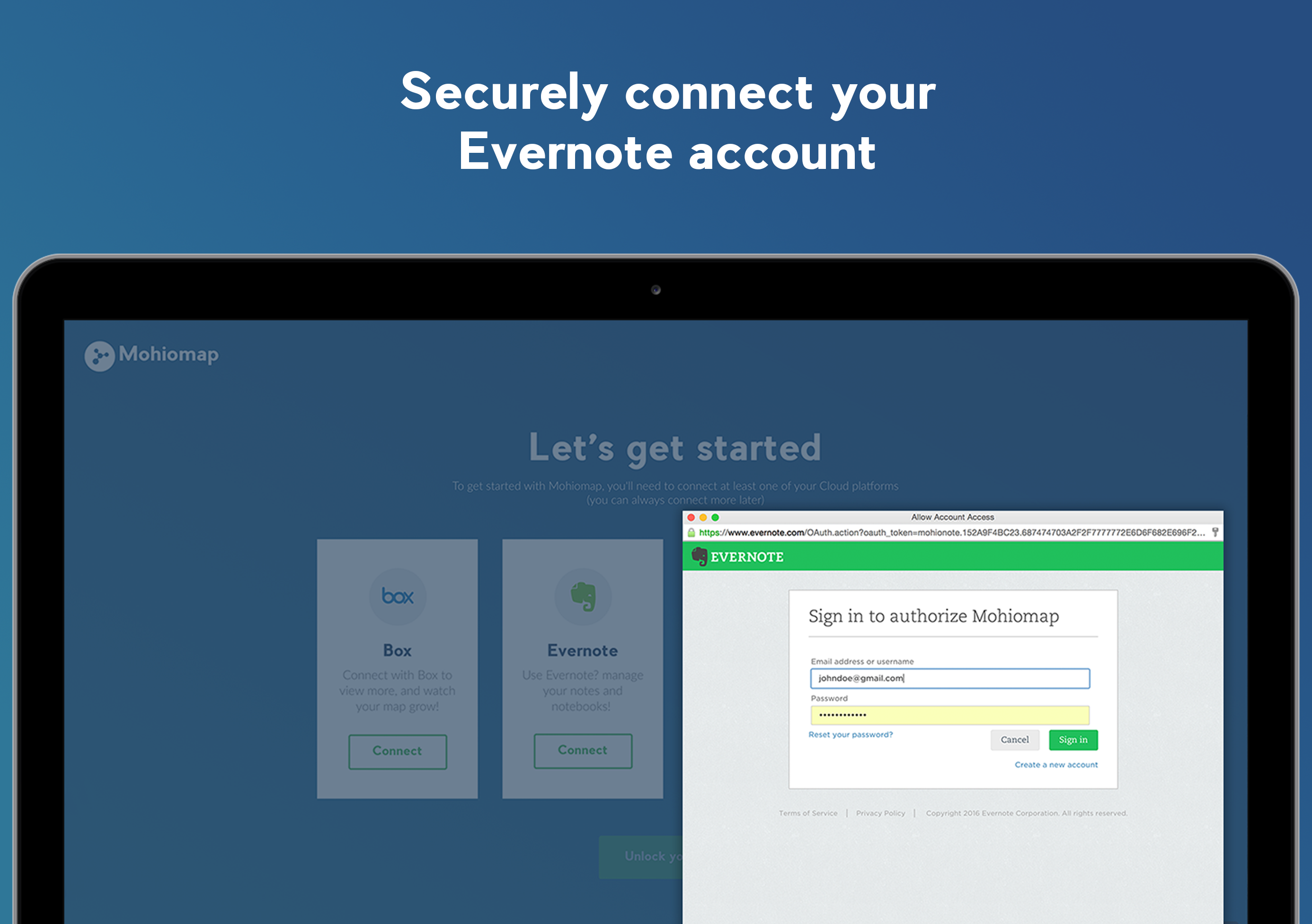 evernote sign in problem