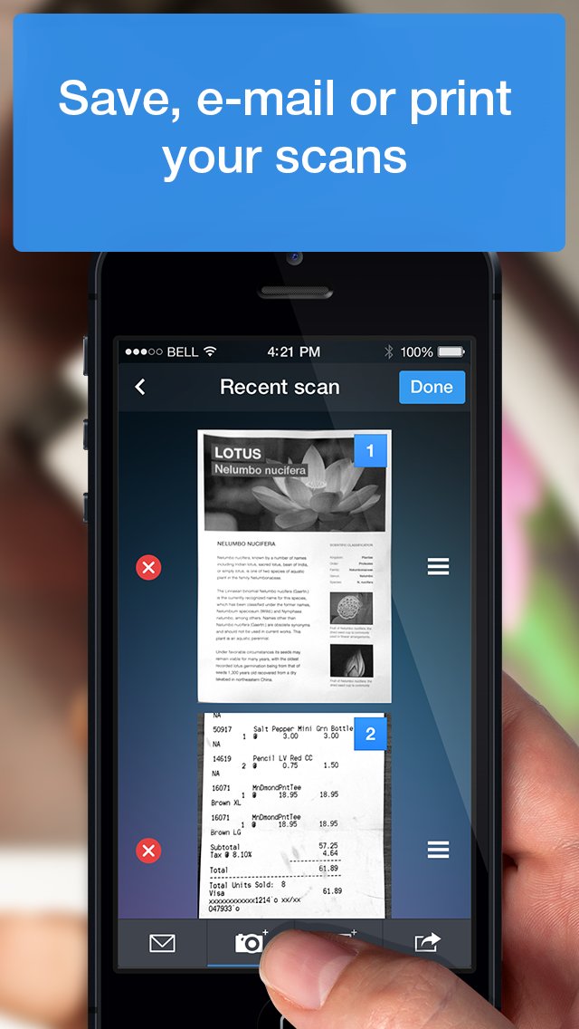 scanner pro app share on text