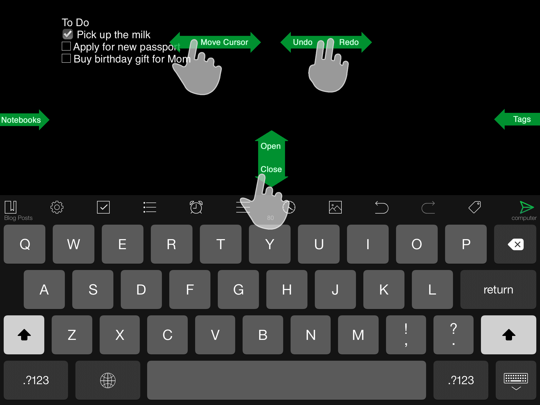 undo button evernote app pc